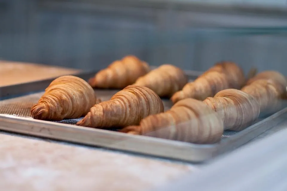 Une plaque de croissants tout juste sortis du four
