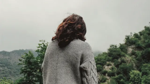 La Brume, gris chiné, porté